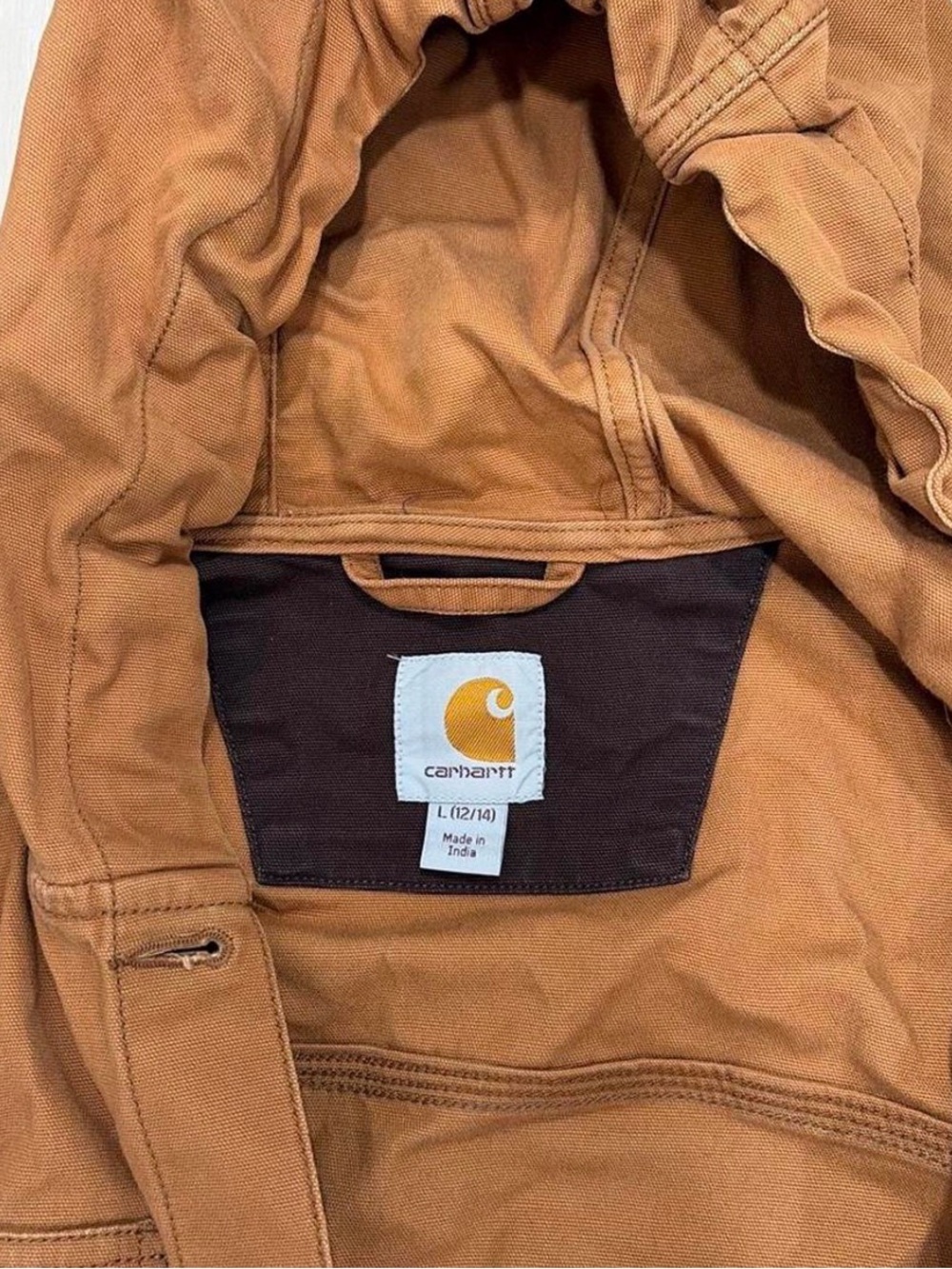Carhartt Kids Caramel Brown Hooded Work Puffer Jacket